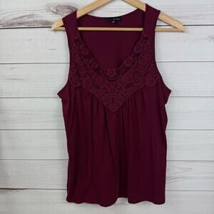Mi Lieux Womens Lace Sleeveless Top Maroon Size Small
